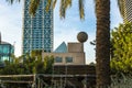 Architecture and art-objects at the Olympic Harbour. Located east of the Port of Barcelona Royalty Free Stock Photo