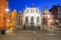 Architecture of Artus Court in Gdansk at night, Poland Royalty Free Stock Photo