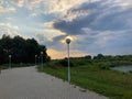 View of the embankment at sunset