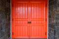 Architecture background wood red door of ancient temple with mar