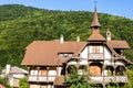 Architecture in the Baroque style on Boulevard of Carol the First in Sinaia city in Romania, 2021