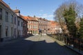 Architecture of bicked street of Brugge town in Begium Royalty Free Stock Photo