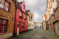 Architecture of bicked street of Brugge town in Begium Royalty Free Stock Photo