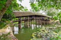 Architecture bridge with wooden roofing tile Royalty Free Stock Photo