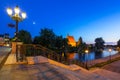 Architecture of Bydgoszcz city with reflection in Brda river at night Royalty Free Stock Photo