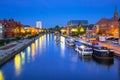 Architecture of Bydgoszcz city with reflection in Brda river at night Royalty Free Stock Photo