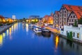 Architecture of Bydgoszcz city with reflection in Brda river at night Royalty Free Stock Photo
