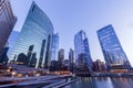 Architecture of Chicago at night Royalty Free Stock Photo