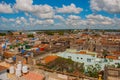 Architecture of Cienfuegos, Cuba. Top view of Cuban city and Bay