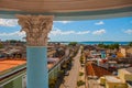 Architecture of Cienfuegos, Cuba. Top view of Cuban city and Bay