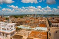 Architecture of Cienfuegos, Cuba. Top view of Cuban city and Bay