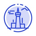 Architecture and City, Buildings, Canada, Tower, Landmark Blue Dotted Line Line Icon