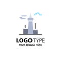 Architecture and City, Buildings, Canada, Tower, Landmark Business Logo Template. Flat Color