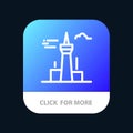 Architecture and City, Buildings, Canada, Tower, Landmark Mobile App Button. Android and IOS Line Version Royalty Free Stock Photo