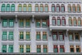 Architecture of colorful windows at Hill Street Police Station, Singapore Royalty Free Stock Photo