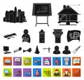 Architecture and construction black,flat icons in set collection for design. Architect and equipment vector symbol stock Royalty Free Stock Photo