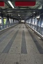 Architecture construction of elevator, escalator stairs and sky walk way, walk bridge between sky train station and department Royalty Free Stock Photo