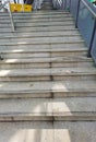 Architecture construction of elevator, escalator stairs and sky walk way, walk bridge between sky train station and department sto Royalty Free Stock Photo