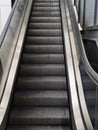 Architecture construction of elevator, escalator stairs and sky walk way, walk bridge between sky train station and department sto Royalty Free Stock Photo