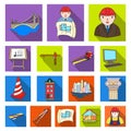 Architecture and construction flat icons in set collection for design. Architect and equipment vector symbol stock web Royalty Free Stock Photo