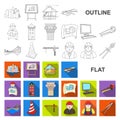 Architecture and construction flat icons in set collection for design. Architect and equipment vector symbol stock web Royalty Free Stock Photo