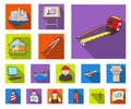 Architecture and construction flat icons in set collection for design. Architect and equipment vector symbol stock web Royalty Free Stock Photo
