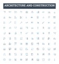 Architecture and construction vector line icons set. Architecture, Construction, Building, Designing, Structural