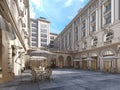 The architecture of the courtyard is classic style, the facade of the building is in the classical style Royalty Free Stock Photo