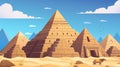 Architecture and culture banners of ancient Egypt with pyramids and temples. Cartoon Egyptian landmarks and buildings Royalty Free Stock Photo