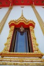 Architecture decorate exterior and building antique design of ubosot church in Wat Bang Phai temple royal monastery at