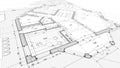 Architecture design: blueprint plan - illustration of a plan mod Royalty Free Stock Photo