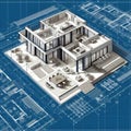 Architecture design: blueprint plan - illustration of a plan mod Royalty Free Stock Photo