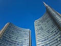 Architecture. Design of buildings in the heart of Milan. iazza Gae Aulenti. Unicredit tower.