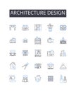 Architecture design line icons collection. Building design, Structural engineering, Urban planning, Landscape
