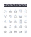 Architecture design line icons collection. Building design, Structural engineering, Urban planning, Landscape