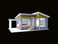 Architecture Design of Modern Small House Thai Style Exterior Facade Concept 3D Perspective, rendering isolate.