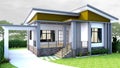 Architecture Design of Modern Small House Thai Style Exterior Facade Concept 3D Perspective, rendering with landscape enviroment.