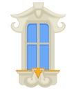 Architecture design, rococo style window with gold decor Royalty Free Stock Photo