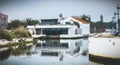 Architecture detail beautiful modern house in aveiro, portugal