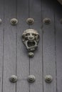 Architecture detail of colonial home door in historical area Cuzco Peru Royalty Free Stock Photo