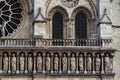 Architecture detail of front side cathedrale Notre Dame. Royalty Free Stock Photo