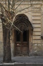 An architecture detail of house in Tbilisi, Georgia. Local building style facade door Royalty Free Stock Photo
