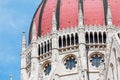 detail of a Hungarian parliament building close-up at sunny day Royalty Free Stock Photo