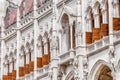 detail of a Hungarian parliament building close-up at sunny day Royalty Free Stock Photo