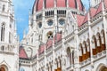 detail of a Hungarian parliament building close-up at sunny day Royalty Free Stock Photo