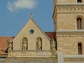 Detail of St. Michael`s Roman Catholic Cathedral with statues of saints, Alba Iulia