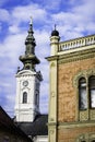 Architecture details of Bishops palace and Saint Georges cathedral Royalty Free Stock Photo