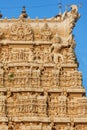 Architecture details of facade Sri Padmanabhaswamy temple in Trivandrum Kerala India