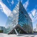 Architecture details modern building glass facade business background.