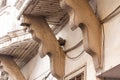 Architecture details of the old building. View of the facade of a building in an old city in Turkey.